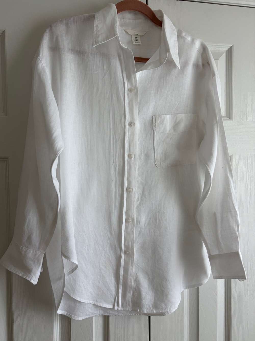 H&M White Linen Women's Button-Down Shirt - Picture 5 of 7